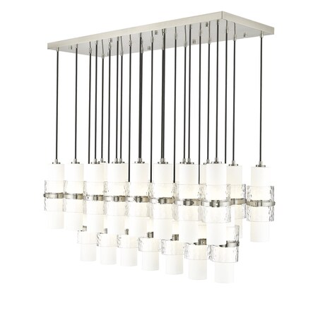 Z-Lite Cayden Linear Chandelier, 23-Light, 18 In.W x 54 In.L x 16.75 In.H, Brushed Nickel/Clear 1946P-23L-BN